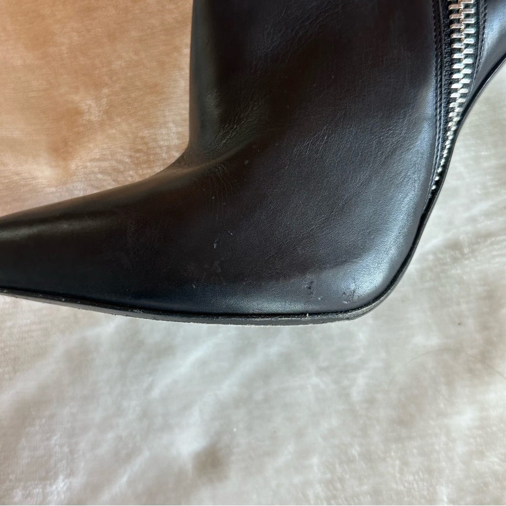 YSL Saint Laurent Black Studded Heeled Boots Size 39 European 4.75 inch Luxury - Picture 13 of 17